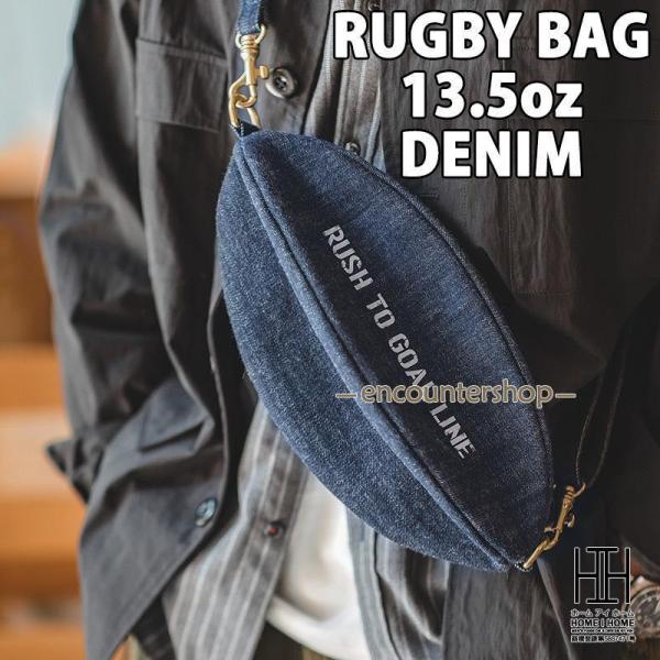デニム ボディバッグ メンズ 3WAY ラグビーボールバッグ デニム生地 英文字 プリント スポーツ...