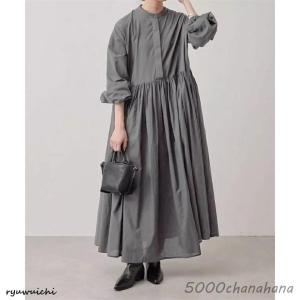 シャツワンピース 長袖綿 レディース ロングワ...の詳細画像1