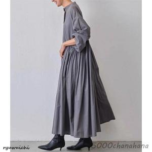シャツワンピース 長袖綿 レディース ロングワ...の詳細画像2
