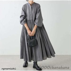 シャツワンピース 長袖綿 レディース ロングワ...の詳細画像3