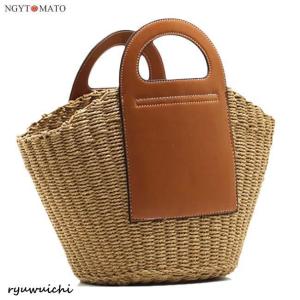 カゴバッグ ハンドバッグ トートバッグ 手持ち...の詳細画像2