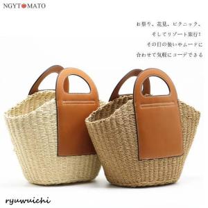 カゴバッグ ハンドバッグ トートバッグ 手持ち...の詳細画像5