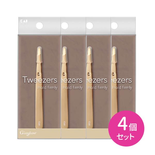 【4個セット】Givglow TWEEZERS シャンパンゴールド 毛抜き ムダ毛処理 身だしなみ ...