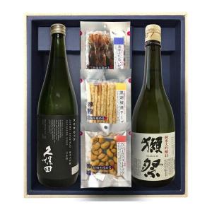 久保田 純米大吟醸・獺祭45【３種選べるおつまみセット】720ml×2本〔ギフト箱M付〕【送料無料】【常温便限定】【□】伍魚福｜gyoumu-net-osake