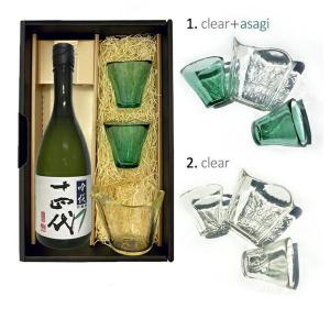 【送料無料】津軽びいどろ酒器セット『十四代　吟撰　大吟醸酒』720ml〔ギフト箱KB付〕【□】クール代込【冷3】｜gyoumu-net-osake
