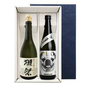 【送料無料】PUG 純米大吟醸 無濾過生原酒うすにごり・獺祭45(720ml×2)〔ギフト箱K付〕【冷3】【□】クール代込