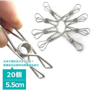 洗濯バサミ ステンレス 20個セット 5.5cm おしゃれ 強力 収納 跡がつかない ハンガー 物干し 洗濯 ピンチ クリップ かわいい｜gyouza238