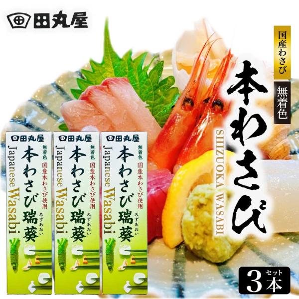田丸屋 本わさび 瑞葵 みずあおい 42g×3本 セット 無着色 静岡土産 チューブ お取り寄せ ギ...