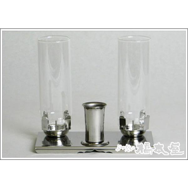 クリスタルミニ 墓前灯セット(大)【お墓用】【ローソク立】【線香立】【一体化】【ステンレス】【ガラス...