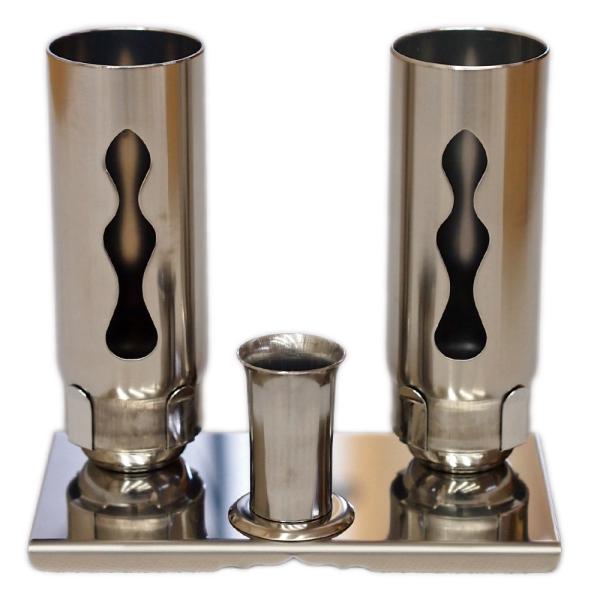オールステンレス ミニ墓前灯セット(大)【お墓用】【ローソク立】【線香立て】【一体化】【ステンレス】...