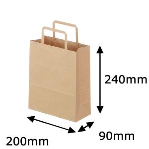 平紐 クラフト紙手提袋ベーシック 200×240×90 茶 1箱（300枚：50枚入×6袋）  オリジナル