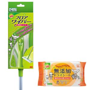 スリーエム ジャパン （3M） スコッチブライト フロア ワイパー 本体 伸縮タイプ 1個 + ドライシート 1パック（18枚入）の商品画像