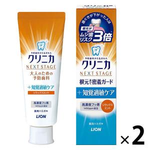 【アウトレット】クリニカアドバンテージ ネクストステージハミガキ リラックスミント 90g 1セット（2本） ライオン フッ素 歯磨き粉 虫歯予防 知覚過敏