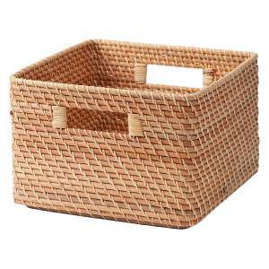無印良品 重なるラタン長方形バスケット・中 (V)約幅36*奥行26*高さ