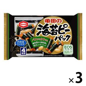 亀田製菓 海苔ピーパック　3袋　おつまみ　せんべい
