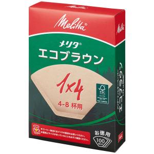 メリタ Melitta コーヒーフィルター エコブラウン PEー14GBN 1Ｘ4サイズ 4〜8杯用 100枚入 FSC