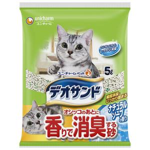 デオサンド 猫砂 鉱物 オシッコのあとに香りで消臭する砂 ナチュラルソープの香り 5L 1袋 ユニ・チャーム｜LOHACO by ASKUL