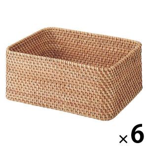 無印良品 重なるラタン長方形バスケット・中 (V)約幅36*奥行26*高さ