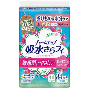 吸水ライナー チャームナップ 吸水さらフィ ふんわり肌 3cc 無香料 羽なし 17.5cm 1パック（34枚）ユニ・チャーム