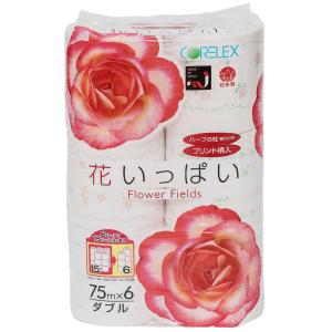 トイレットペーパー 6ロール バルプ ハーブの杜香り付き ダブル 75m 花いっぱいトイレットロール 1パック コアレックス信栄