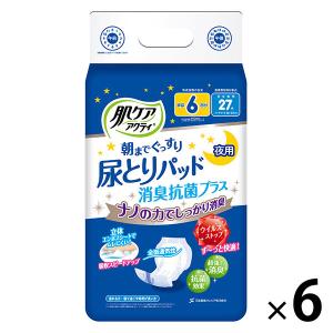 大人用紙おむつ 肌ケア アクティ 朝までぐっすり 尿とりパッド テープタイプ用 6回分吸収 1ケース 6パック（27枚×6個）