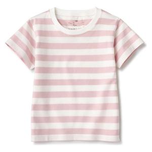 無印良品 インド綿天竺編みTシャツ ベビー 80 ピンクボーダー 良品計画