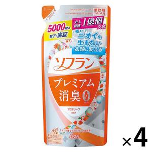 【アウトレット】ソフラン プレミアム消臭 詰め替え 450ml アロマソープの香り　1セット（4個：1個×4)　柔軟剤　ライオン
