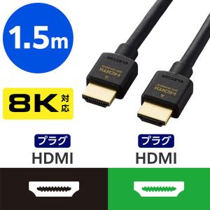HDMIケーブル HDMI2.1 ウルトラハイスピード 1.5m 8K 60Hz 黒 CAC-HD21E15BK2 エレコム 1個｜LOHACO by アスクル