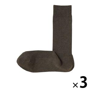 無印良品 足なり直角 リブ編み 靴下 紳士 25〜27cm カーキグリーン 1セット（3足組） 良品計画