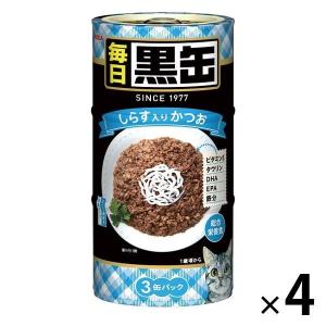 毎日黒缶 しらす入りかつお（160g×3缶）4個 アイシア キャットフード 猫 ウェット 缶詰