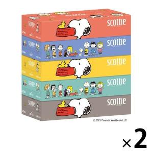ティッシュペーパー 160組（5個入）スコッティ ティシュー スヌーピー 2パック 日本製紙クレシア