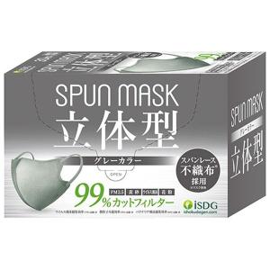 SPUN MASK スパンレース 立体型 グレー 不織布マスク 1箱（30枚入） 医食同源ドットコム 使い捨て カラーマスク