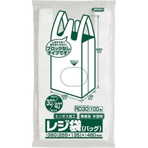 レジ袋(半透明)省資源 ブロックなしベロ付きタイプ(エンボス) 関東30号/関西40号 100枚 厚み0.013mm RD30 1個(100枚)｜LOHACO by アスクル