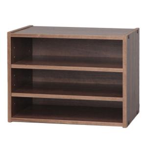 アイリスオーヤマ カラーボックス(スタックボックス)  幅40×奥行28.7×高さ30.5cm A4対応 3段 棚付き ブラウン STB-400T １個｜LOHACO by アスクル