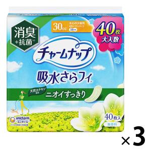 大容量 吸水ナプキン チャームナップ 吸水さらフィ 安心の少量用 30cc 羽なし 23cm 1セット（40枚×3パック）尿漏れ ユニ・チャーム｜LOHACO by アスクル