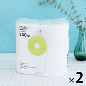 トイレットペーパー 4倍巻き 長巻き 4ロール入 再生紙 FSC認証紙 シングル 240m 芯なし トイレットロール 2パック アスクル（イチオシ） オリジナル