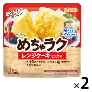 ニップン めちゃラク レンジケーキミックス プレーン 100g 1セット（2袋） レンチン