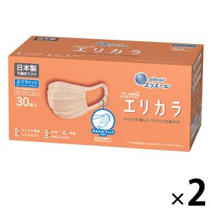 大王製紙 エリエール ハイパーブロックマスク エリカラ ピンクベージュ ふつうサイズ 1セット（30枚入×2箱）日本製 カラーマスク