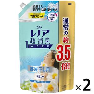 【アウトレット】レノア 超消臭1WEEK 部屋干し 花とおひさまの香り 詰め替え 1390ml 柔軟剤 P＆G 1セット（2個：1個×2）