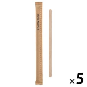 未晒クラフト紙完封 木製マドラー 140mm 小箱入 S 1セット（100本入×5箱） きんだい