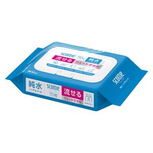 日本製紙クレシア スコッティ ウェットタオル 流せるウェットタオル 純水 ノンアルコール 70枚 1パック｜LOHACO by アスクル