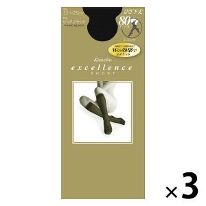 excellence（エクセレンス） ショートタイツ 80デニール 22-25cm ピュアブラック 1セット（3足） カネボウ｜LOHACO by ASKUL