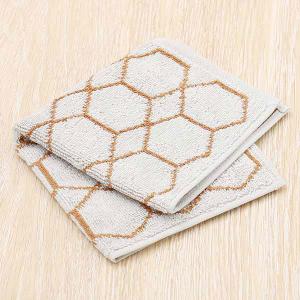 【アウトレット】ハンカチタオル ジャガード グレー（灰色） Geometry 1枚 抗菌防臭加工 ロハコ（LOHACO） オリジナル