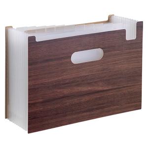 ドキュメントスタンド ファイル A4ヨコ 13ポケット ウッズスタイル ダークブラウン 茶色 WDS-8700-45 セキセイの商品画像