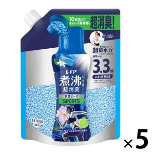 レノア 煮沸レベル超消臭 抗菌ビーズ SPORTS クールリフレッシュ＆シトラスの香り 詰め替え 超特大 1410mL 1セット（1個×5） P＆G