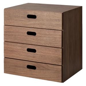無印良品　スタッキングチェスト2個　引出し・４段／ウォールナット材突板 スタッキングチェスト・引出し・2段／ウォールナット材突板
