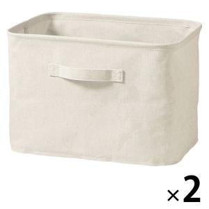 無印良品 ポリエステル麻 ソフトボックス 長方形 中 約幅37×奥行26×高さ26cm 1セット（2個） 良品計画
