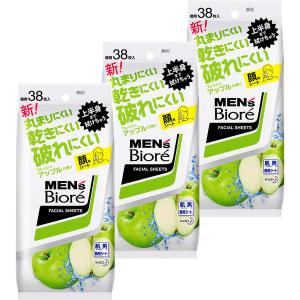 メンズビオレ 洗顔シート フレッシュアップルの香り 卓上用 38枚 液たっぷり乾きにくい！ 3個 液たっぷり乾きにくい！