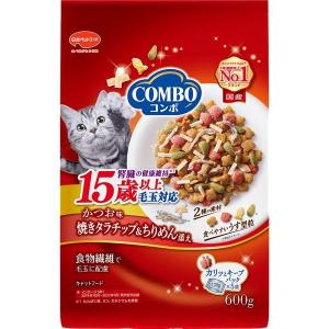 コンボ 15歳以上 毛玉対応 かつお味・焼きタラ・ちりめん添え 国産 600g（120g×5袋）1袋 キャットフード 猫 ドライ