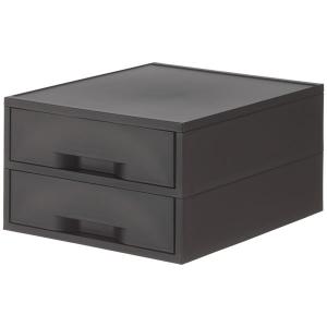 LOHACO - 岩崎工業 再生PP引き出しケース 浅型2段 ブラック ST6101RB